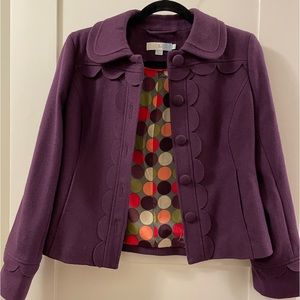 Boden Coat, Purple With Cute Scalloped Trim